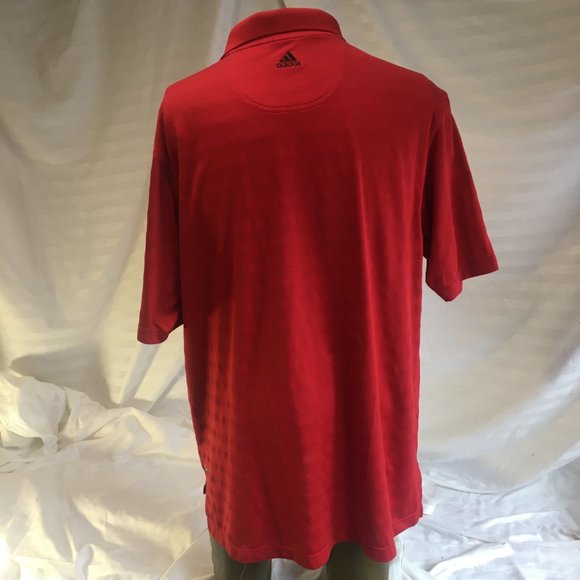 Adidas Polo Golf Shirt Mens Extra Large XL Climacool Red Texture Short Sleeve - Picture 8 of 14